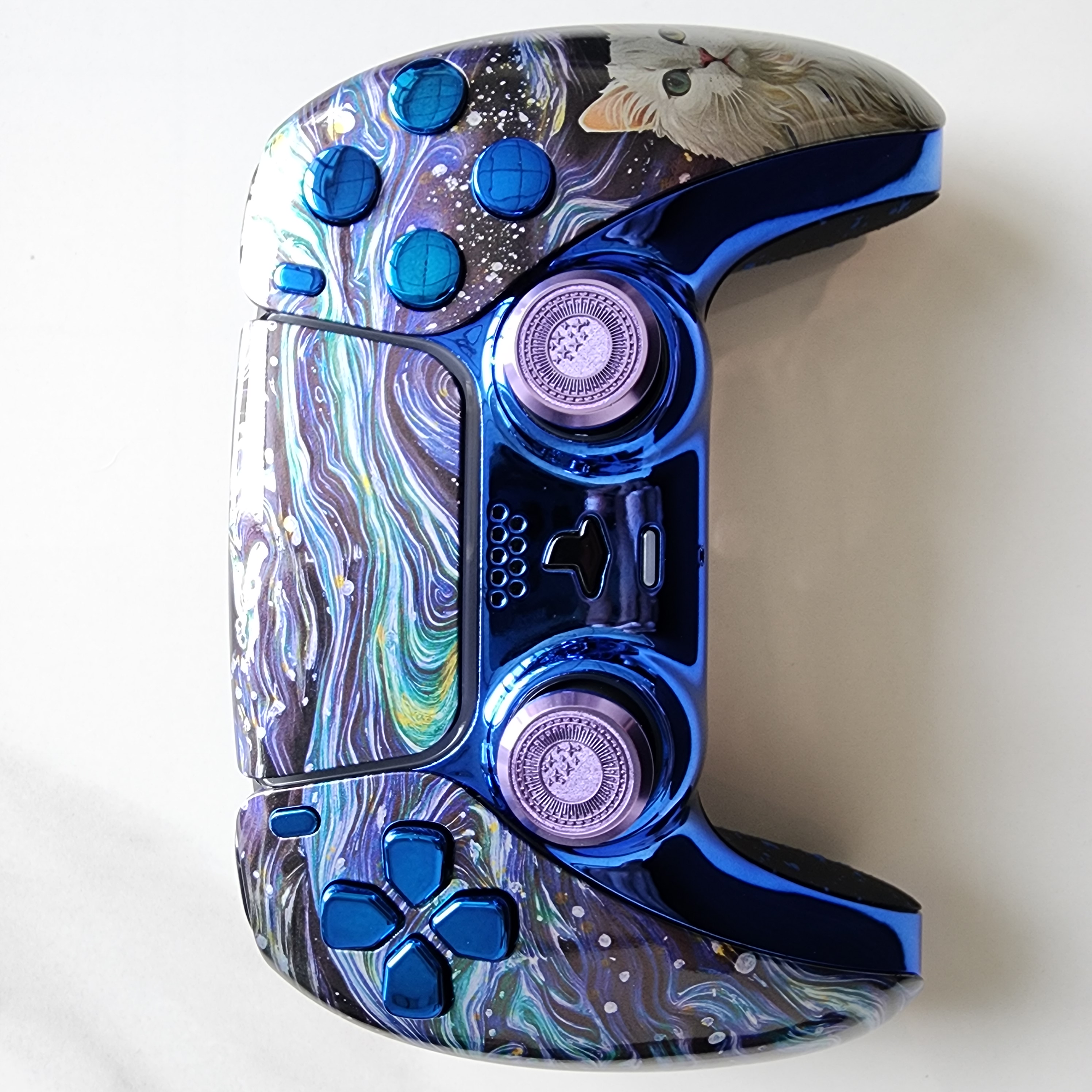 PS5手柄升级改装霍尔电磁摇杆TMR摇杆PS5原装游戏机手柄 梵高猫咪