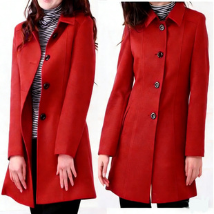 大码女装 2026秋冬纯色通勤风格呢绒大衣中长款长袖修身外套 C127