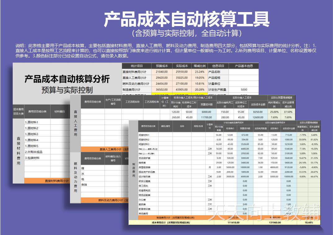 产品成本自动核算分析工具与实际设计素材/源文件