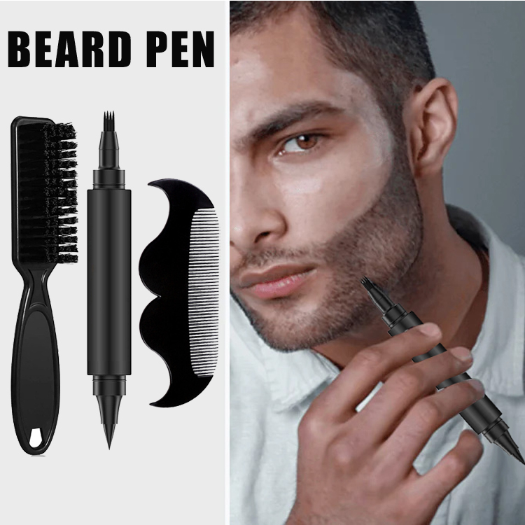 男士大号双头胡子造型笔胡子梳套装Beard Pen with comb胡须眉笔-封面