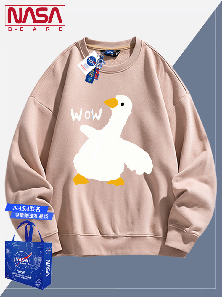 NASA 공동 버건디 라운드 넥 스웨트 셔츠 남성용 및 여성용 긴팔 티셔츠 새 커플 남성용 가을 탑 재킷 착용