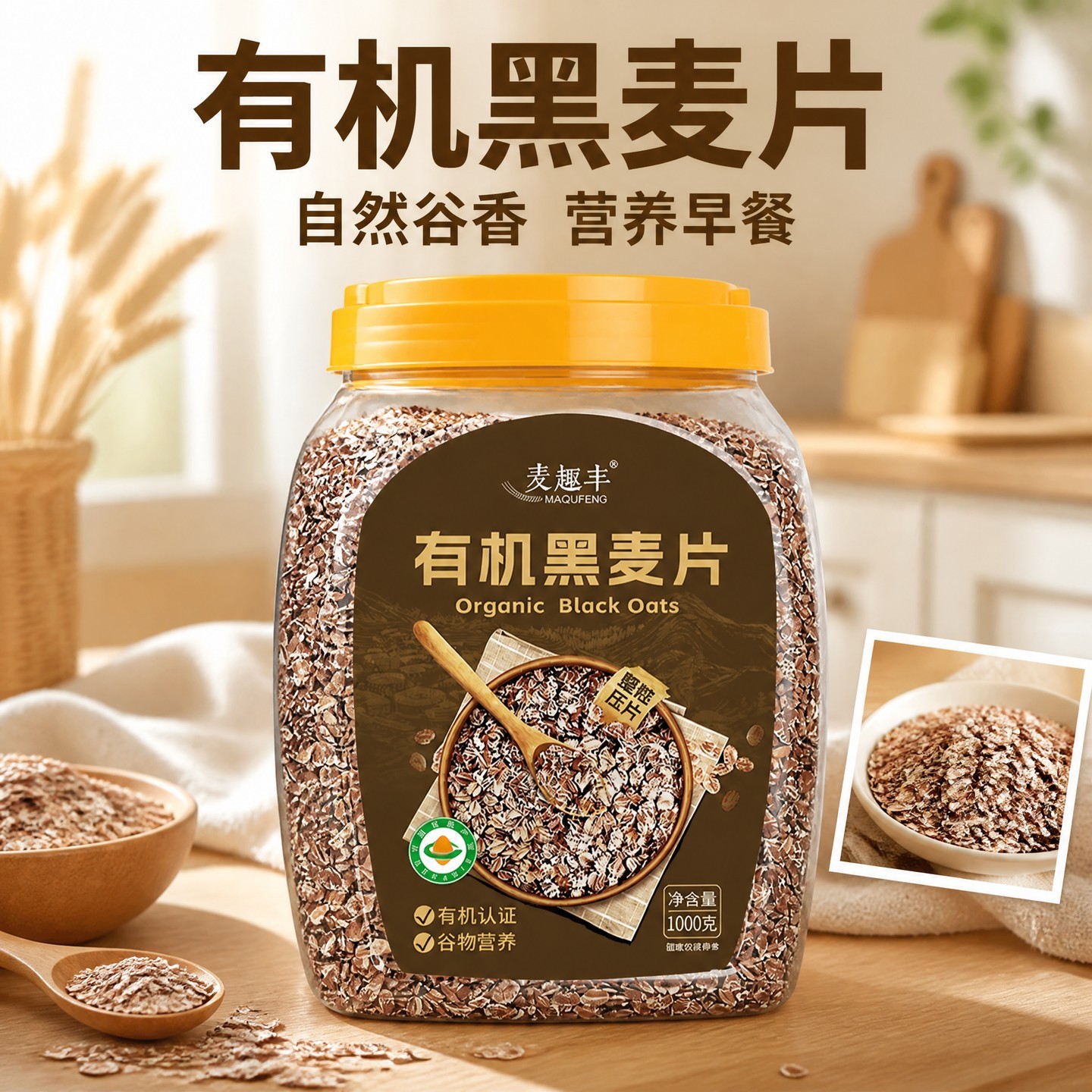有机高纤黑麦麦片速食营养早餐