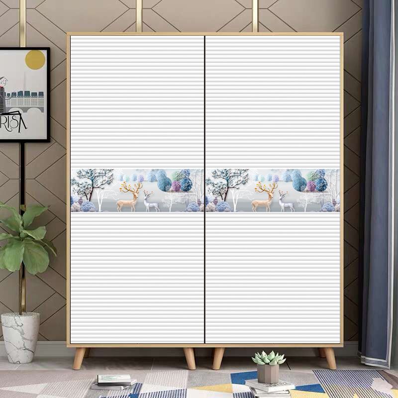 百叶衣柜贴纸自粘卧室装饰拉门门贴画 画移门玻璃门翻新柜子壁纸