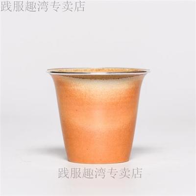 厂柴烧杯纯手工主人杯别茶支钉烧中白泥素色银口柴烧杯包银边纯新