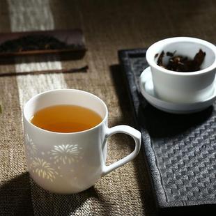 高档骨瓷茶杯景德镇陶瓷杯子茶水分离泡茶杯带盖过滤喝茶办公杯