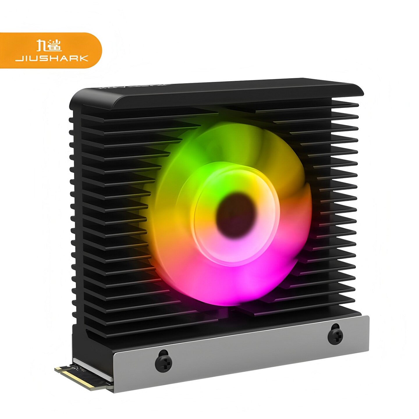 JIUSHARK九鲨M.2 2280固态硬盘SSD散热器ARGB风扇4PIN风冷PWM铝