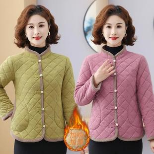 唐装新中式棉袄中老年女装妈妈装减龄灯芯绒压花棉衣保暖冬季外套