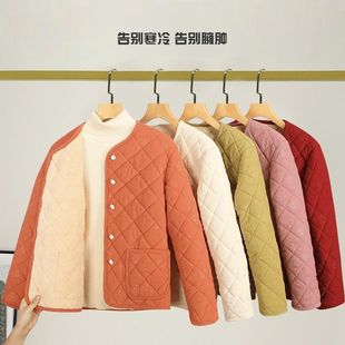 轻薄小棉袄2024保暖休闲中老年棉衣妈妈大码 多巴胺 棉袄女冬季