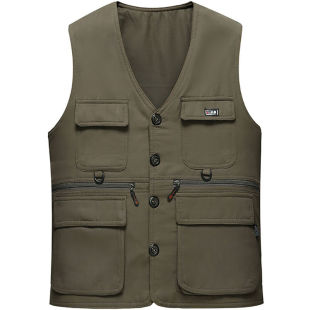 坎肩外套新款 8口袋 爸爸装 中老年马甲男户外春夏秋冬宽松大码 四季