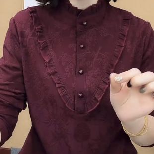 春秋季新款洋气磨毛女装妈妈上衣气质时尚秋冬长袖女士打底衫减龄