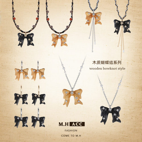 木作系列蝴蝶结原创设计高级感轻奢小众独特项链时尚气质毛衣链女