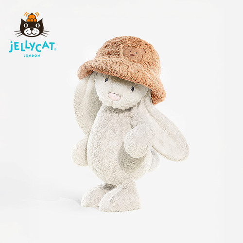 英国Jellycat巴塞罗熊渔夫帽毛绒玩偶娃娃小熊帽子生日礼物送礼