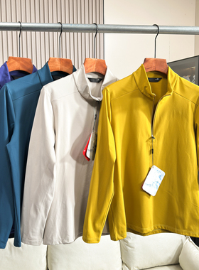 户外飞禽~速暖绒科技 秋冬男士轻量化压胶透气半拉链加绒长袖T恤