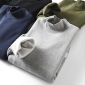 重磅高克重 加厚半高领纯色休闲卫衣 时尚 仿羊羔绒内里 秋冬男士