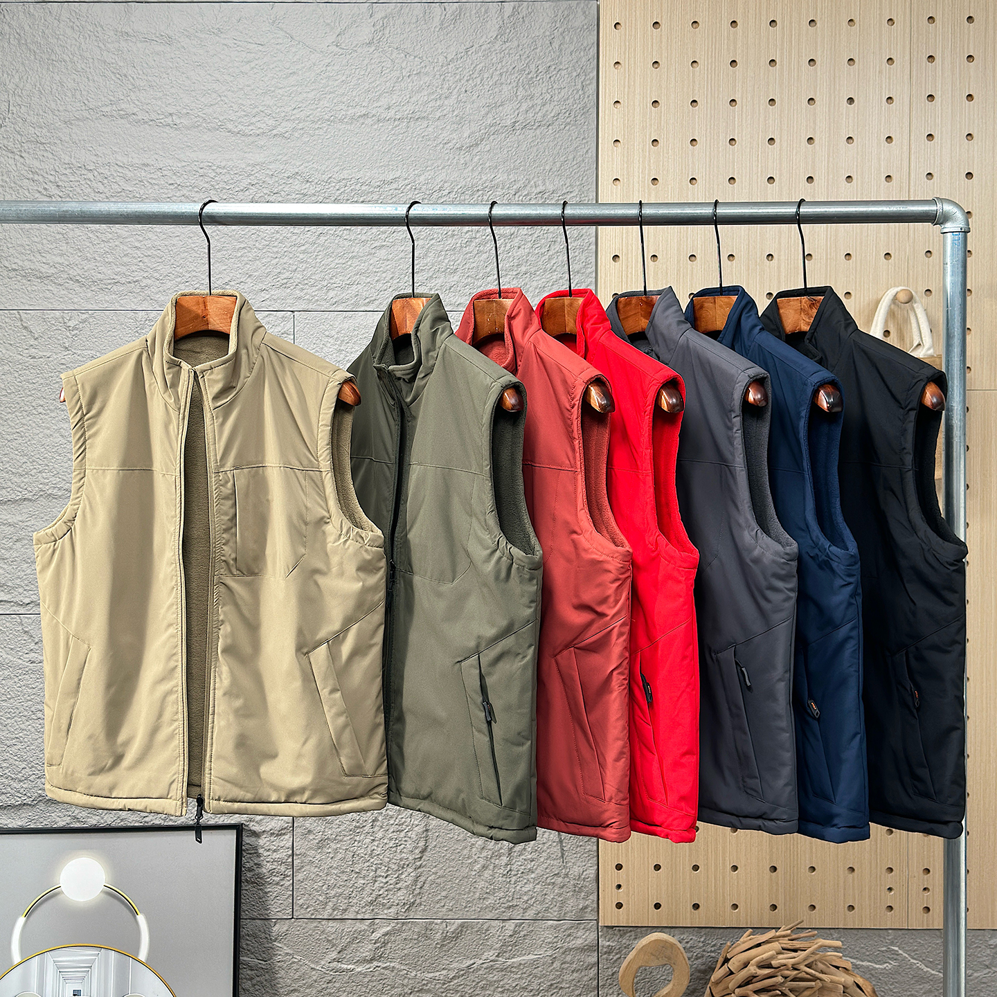 可双面穿防风防水立领摇粒绒马甲