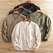 双面摇粒绒 秋冬新款 男士 HEAT发热科技 休闲V领保暖开衫 打底外套