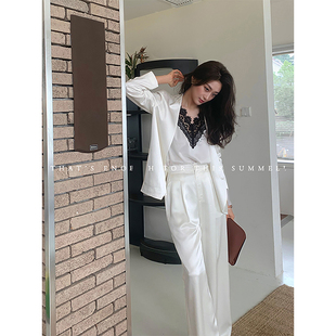 套装 Garbociaga龍喜儿 外套丝滑长裤 醋酸通勤西装 女6226 V领花边