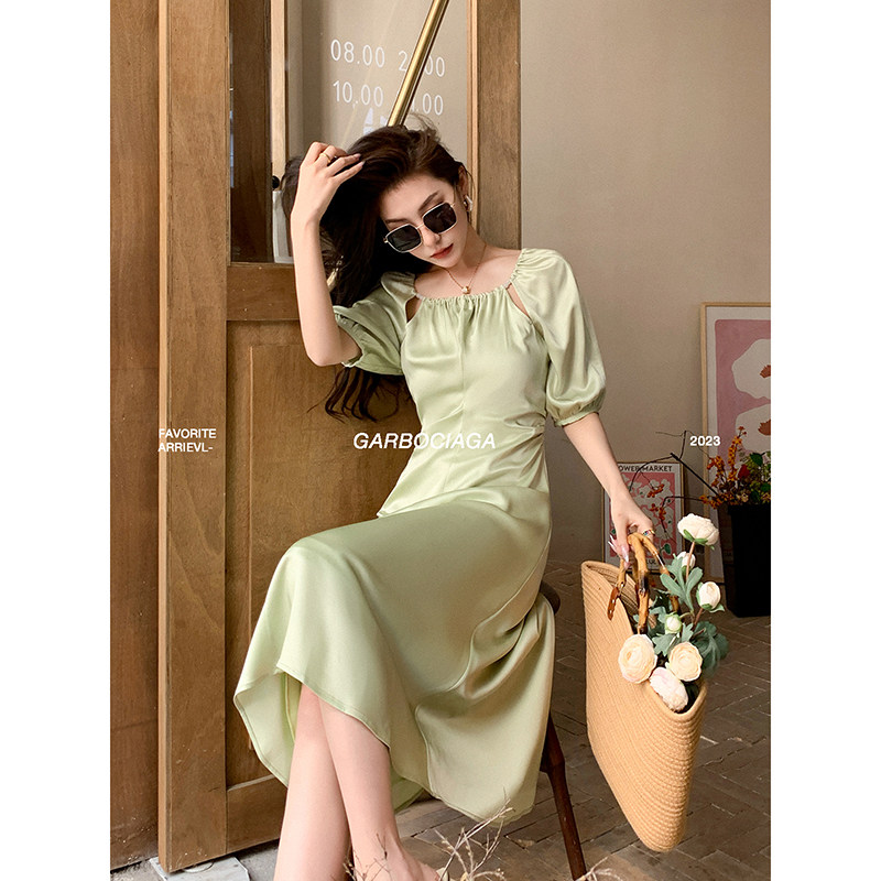 龍喜儿连衣裙醋酸绿色