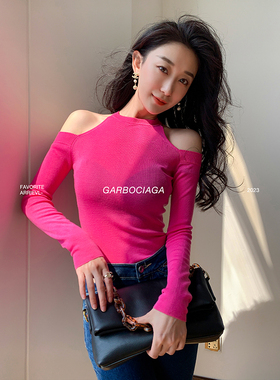 Garbociaga 香肩美人德国扬子60支100精纺羊毛时髦露肩针织衫3894