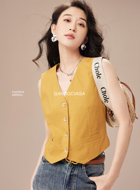 Garbociaga龍喜儿 日本进口棉+亚麻混纺透气时尚马甲 5280