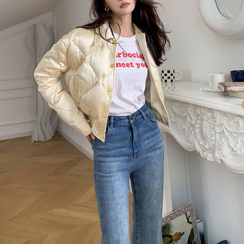 龙喜儿醋酸面料短款90绒