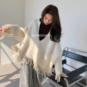 Garbociaga龙喜儿吉尔 流苏V领羊驼毛宽松加厚廓形外穿毛衣9234