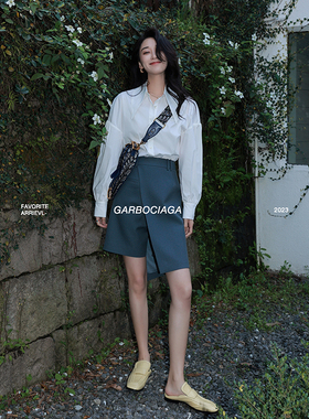 Garbociaga龍喜儿 知性都市 高级感时髦设计感飘带休闲短裤女2252