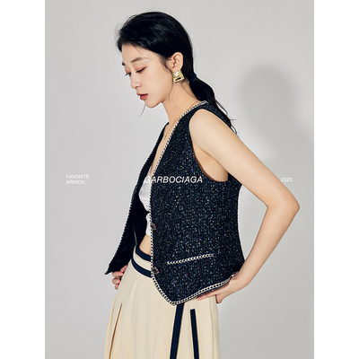 进口香风面料坎肩马甲龙喜儿