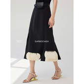 高腰修身 Garbociaga龙喜儿 空谷幽兰 显瘦开叉花瓣碟片半身裙5200