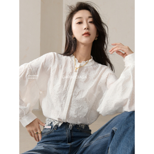 宽松H廓形衬衫 肌理感刺绣灯笼袖 5545 希尔维亚 Garbociaga龍喜儿