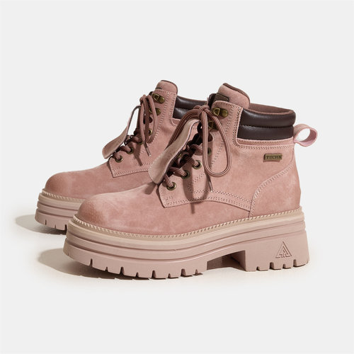 真皮马丁靴女秋冬厚底休闲工装靴