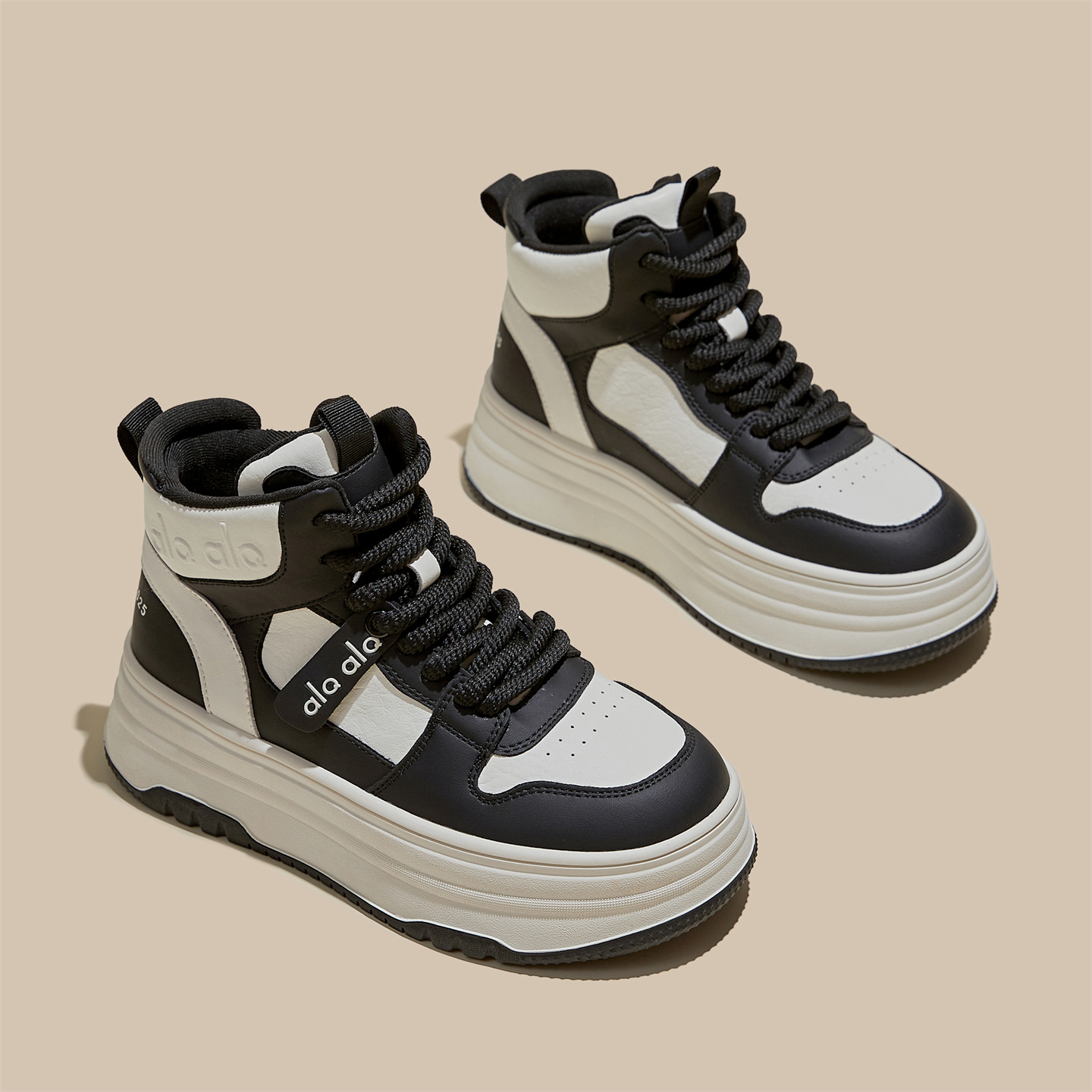 厚底真皮高帮鞋女秋冬休闲小白鞋