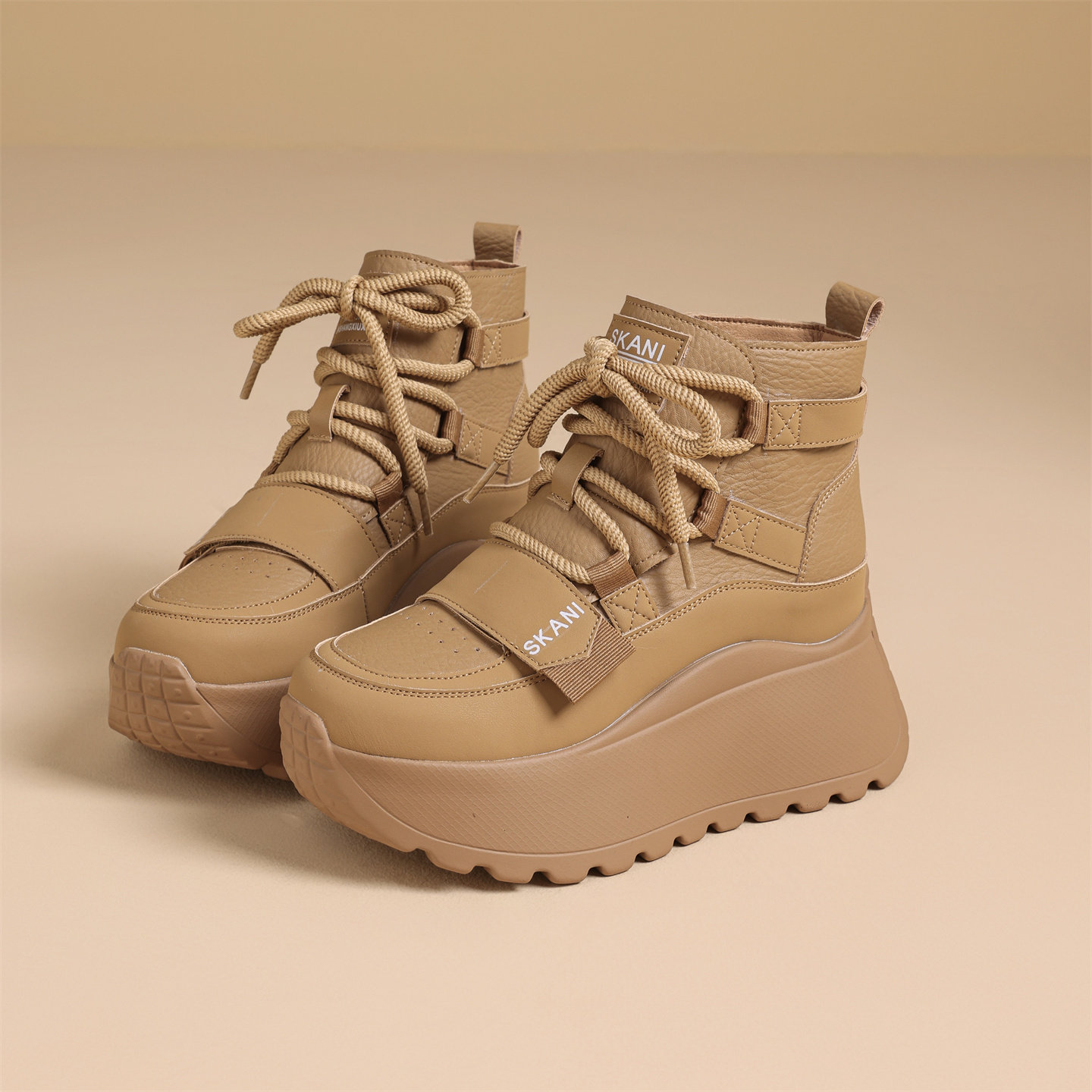 外贸原单特价松糕厚底加绒雪地靴女冬季保暖高帮棉靴休闲系带短靴,女鞋,时尚雪地靴,淘宝优惠券,粉丝福利购,淘宝优惠卷