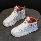 特价 平底真皮高帮鞋 女秋冬加绒小白鞋 外贸原单断码 厚底运动休闲鞋