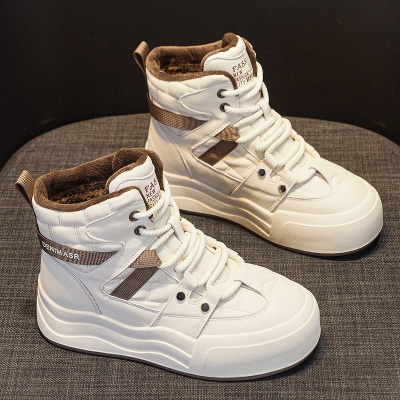 外贸原单断码特价真皮加厚保暖高帮鞋女冬季厚底小白鞋加绒棉鞋潮,女鞋,高帮鞋,淘宝优惠券,粉丝福利购,淘宝优惠卷