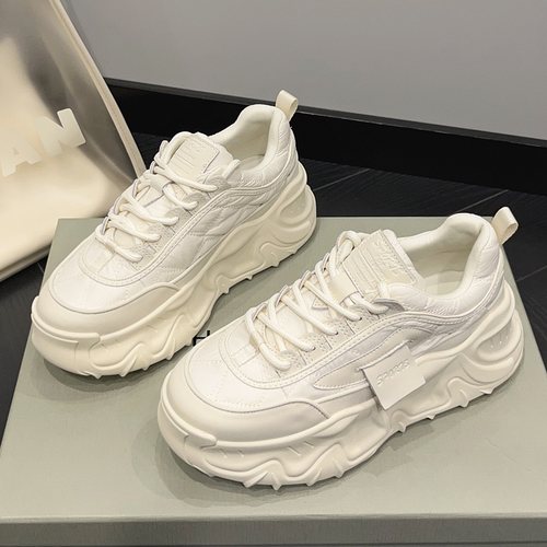 超火真皮厚底小白鞋女春秋板鞋潮