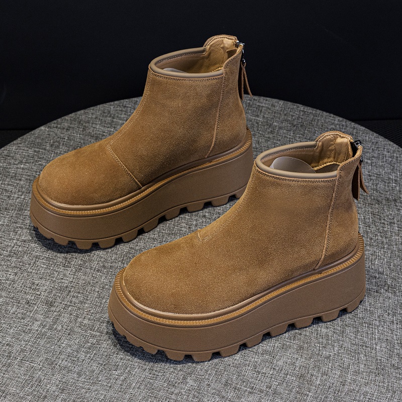 真皮厚底雪地靴女冬季加绒短靴子
