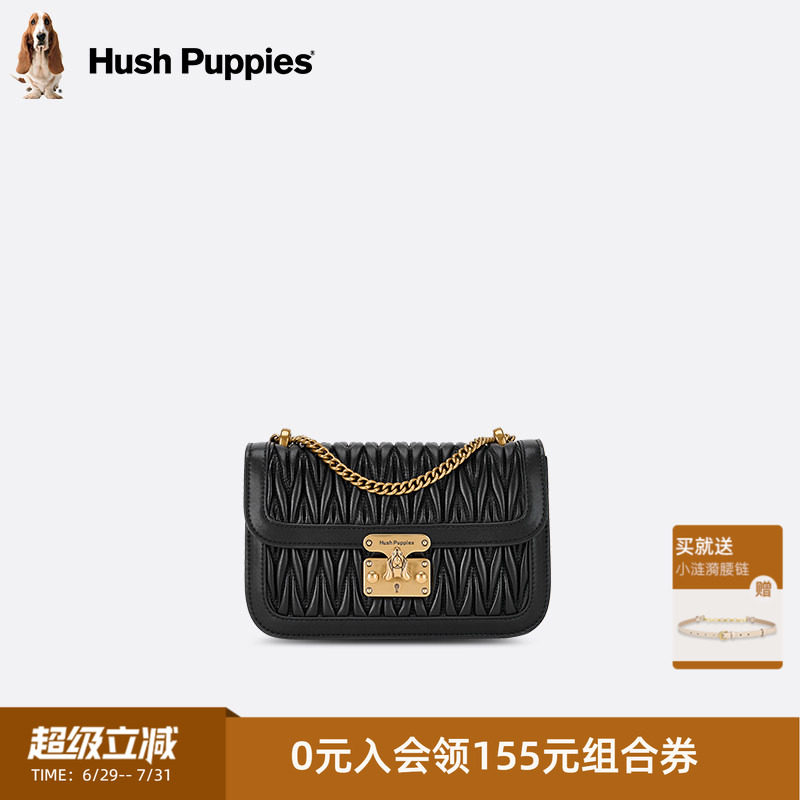 暇步士女包2026新款单肩包女轻奢羊皮小众豆腐包褶皱小方包女包