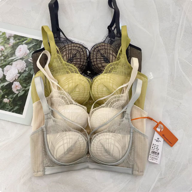 品牌内衣薄模贝壳杯聚拢有型侧收副乳镂空性感交叉女文胸罩9325