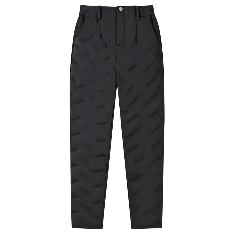 超厚鹅绒羽绒工装裤女士冬季老年人保暖抗寒平脚裤大码宽松休闲裤