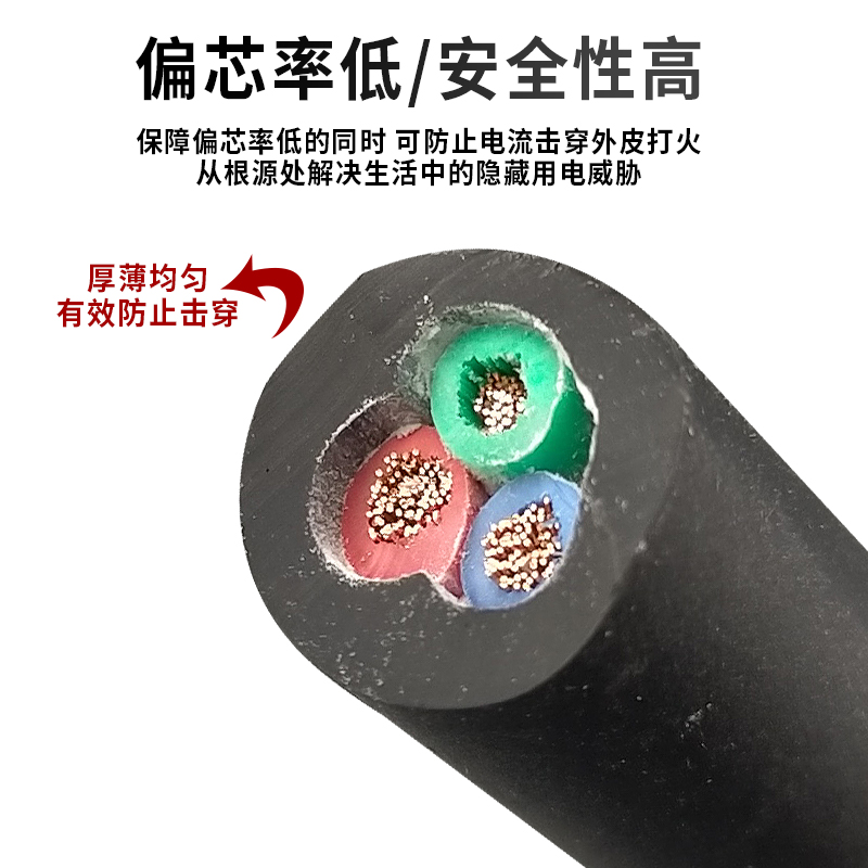 速发国标纯铜电线电缆线三芯1.5/2.5/4/6平方户外防冻护套线软线