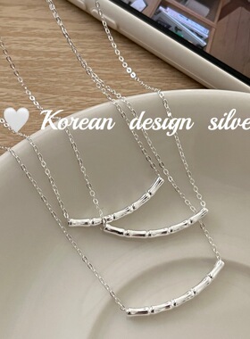 韩国新款小众ins设计饰品 S925纯银 简约竹节项链个性冷淡风百搭