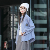 条纹衬衣春秋款 女童春装 洋气儿童长袖 2026新款 初中生上衣外套 衬衫