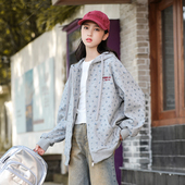 15岁 外套洋气春秋休闲外穿初中生上衣连帽开衫 女大童2026新款 秋装