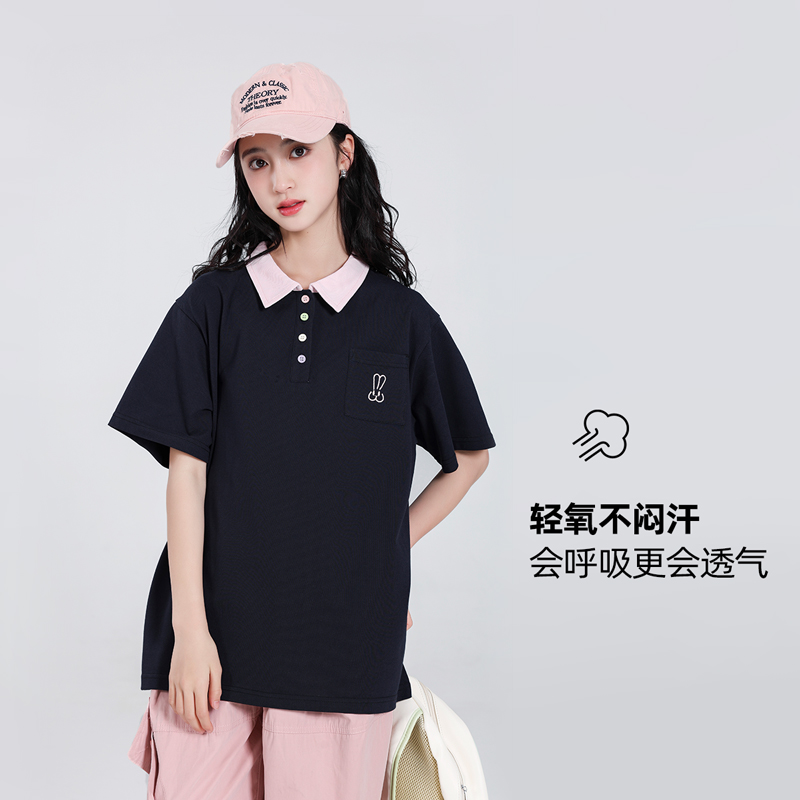女大童短袖T恤夏季2025新款初中生polo衫上衣初中生夏装半袖体恤