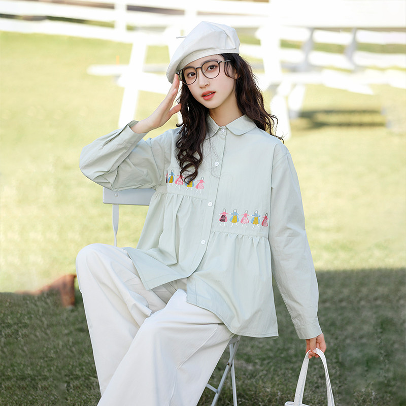 女童春款休闲衬衫2026新款女大儿童春秋长袖衬衣百搭打底衫初中生