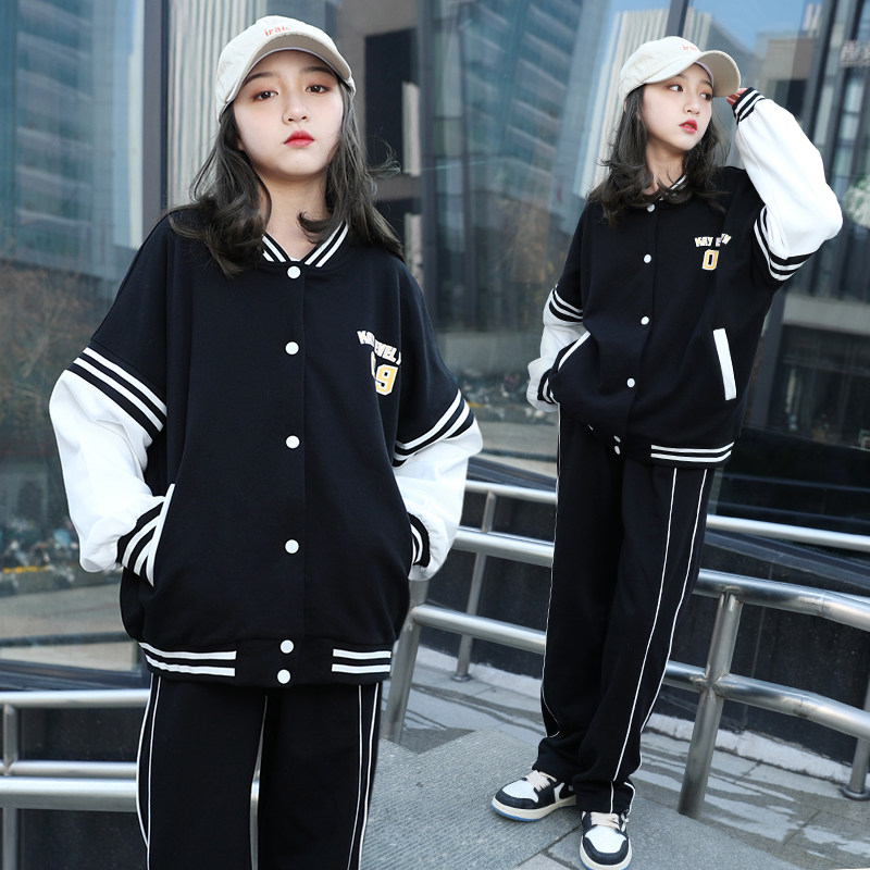 女童秋装2025新款套装洋气大童女装12女孩春秋休闲运动棒球服15岁