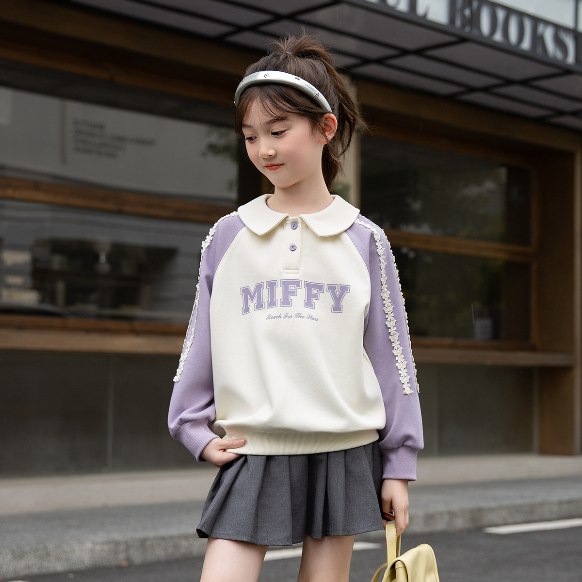 女童卫衣春秋款2025新款洋气儿童秋装上衣中大童秋季翻领长袖衣服