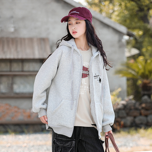 女大童外套秋冬款2026新款洋气儿童冬装连帽卫衣开衫初中生上衣