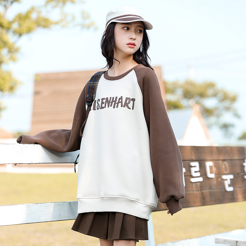 女大童加绒卫衣秋冬季2024新款